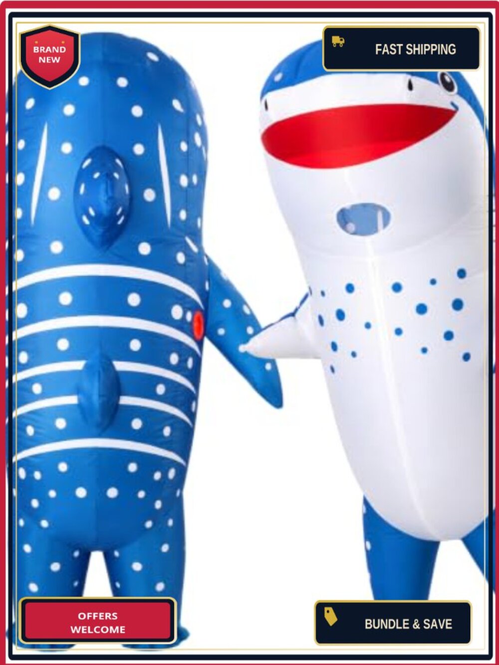 Adult Inflatable Whale Shark Costume Fan-Powered Halloween